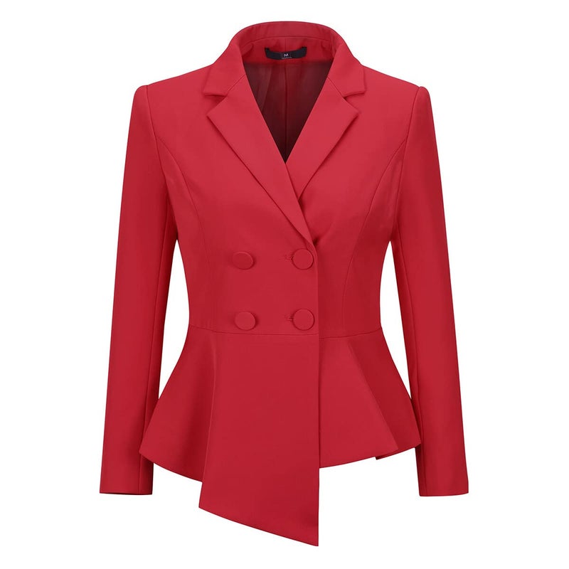 YUNCLOS Womens Suits 2 Piece Set Business Casual Double Breasted Blazer and Pantsuits for Work Office Red - Image 3